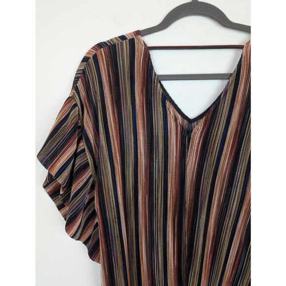 Anthro Vanessa Virginia Top Bienville Metallic Striped Flutter Glam Black Size S - Picture 7 of 12